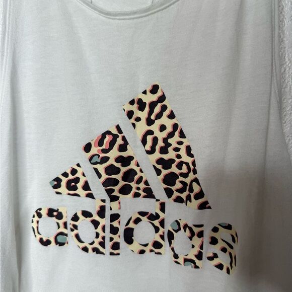 Adidas White Tank Top with Graphic Design Size Small - Picture 4 of 5